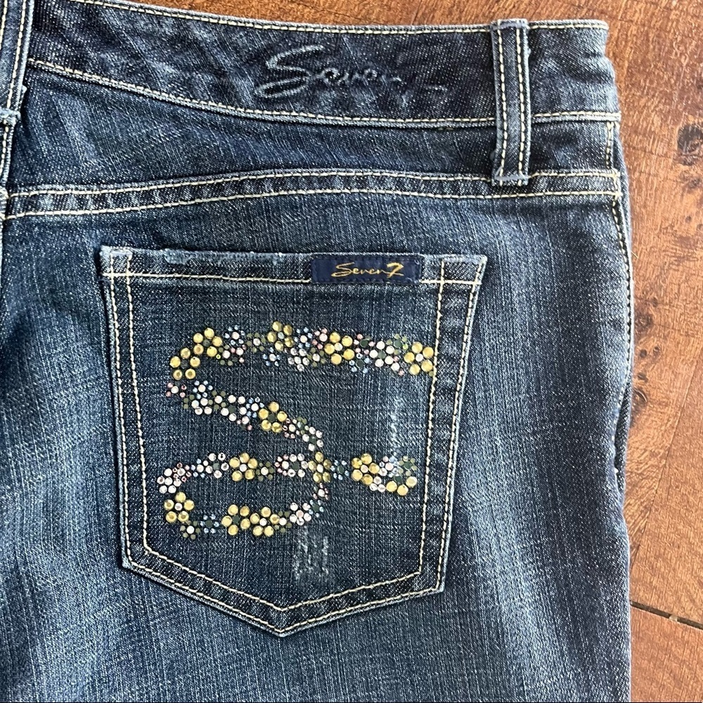 Seven 7 premium sequin embellished blue jeans women Sz 10 flare